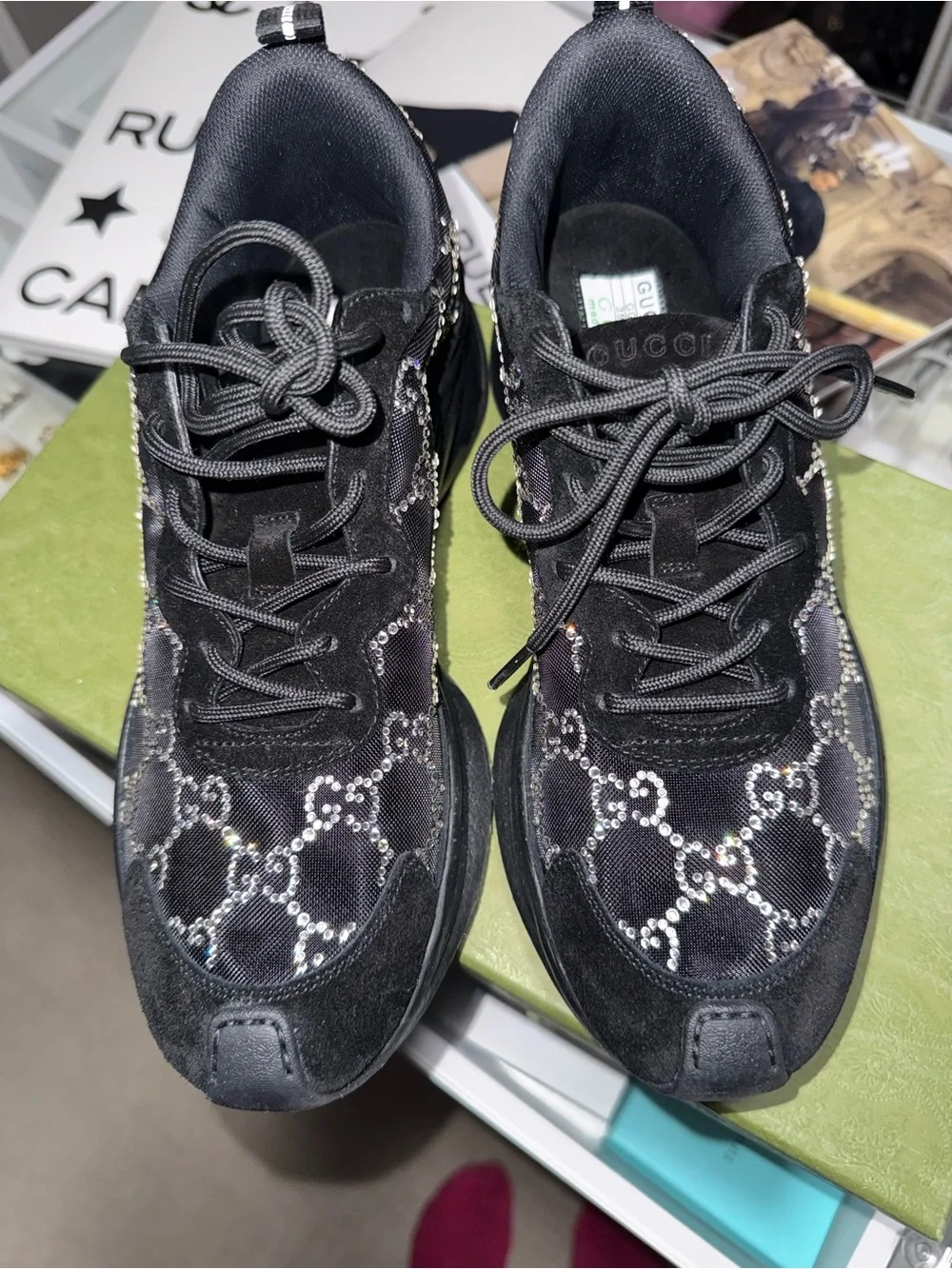 Gucci diamond rhinestone sneakers